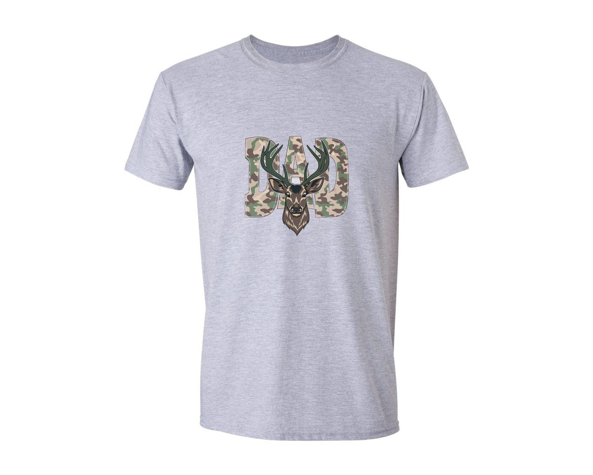 brand:Generic|color:Sports Grey / Athletic Heather|Camo Dad Deer Hunting Trendy Graphic T-Shirt