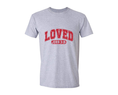 brand:Generic|color:Sports Grey / Athletic Heather|Loved John 316 Christian Valentine Graphic T-Shirt