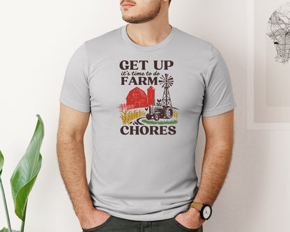 brand:Bella Canvas|color:Sports Grey / Athletic Heather|Get Up Its Time To Do Farm Chores 2 Graphic T-Shirt
