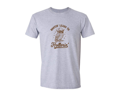 brand:Generic|color:Sports Grey / Athletic Heather|Hootin Leads To Hollerin 3 Graphic T-Shirt