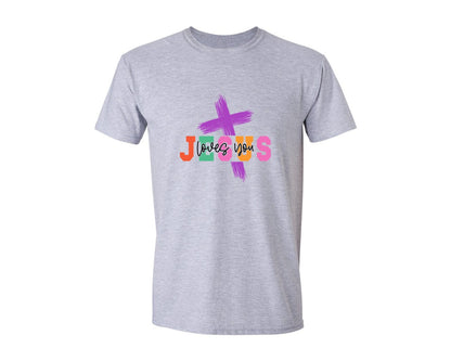 brand:Generic|color:Sports Grey / Athletic Heather|Jesus Loves You Christian 3 Graphic T-Shirt