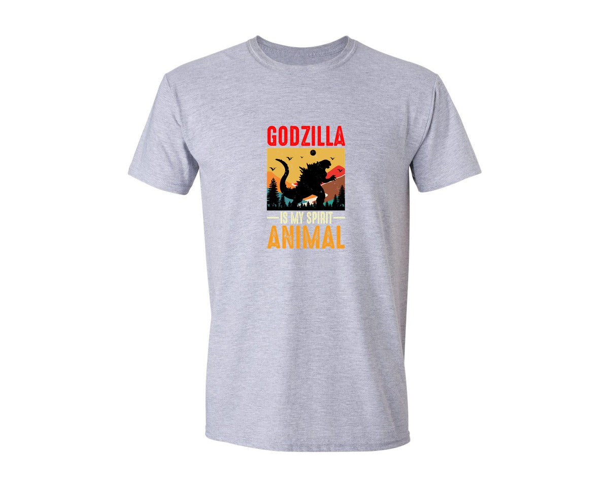 brand:Generic|color:Sports Grey / Athletic Heather|Godzilla Is My Spirit Animal T Shirt Graphic T-Shirt