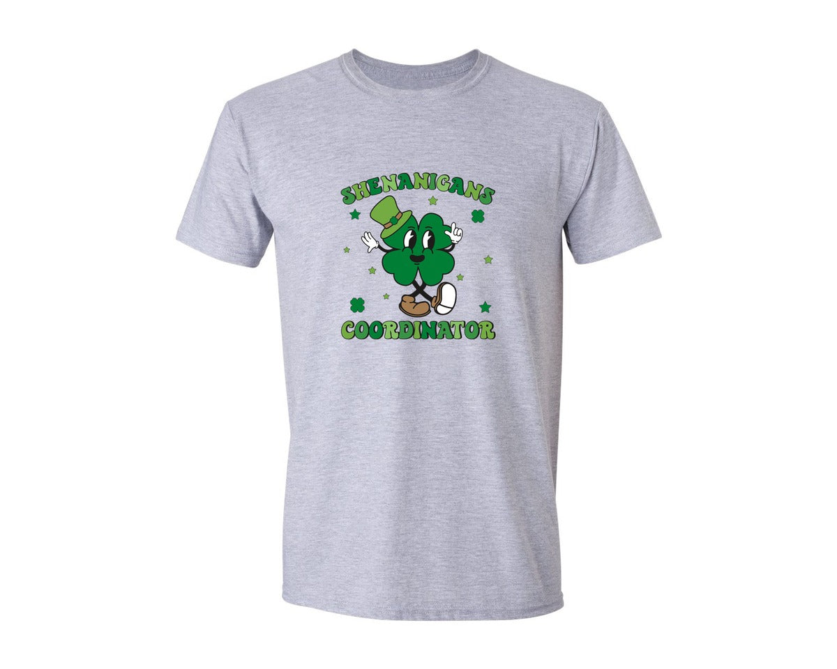 brand:Generic|color:Sports Grey / Athletic Heather|Shenanigans Coordinator Shamrock Graphic T-Shirt