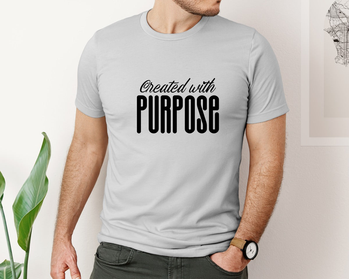brand:Bella Canvas|color:Sports Grey / Athletic Heather|Created With Purpose Sleeve Design Graphic T-Shirt