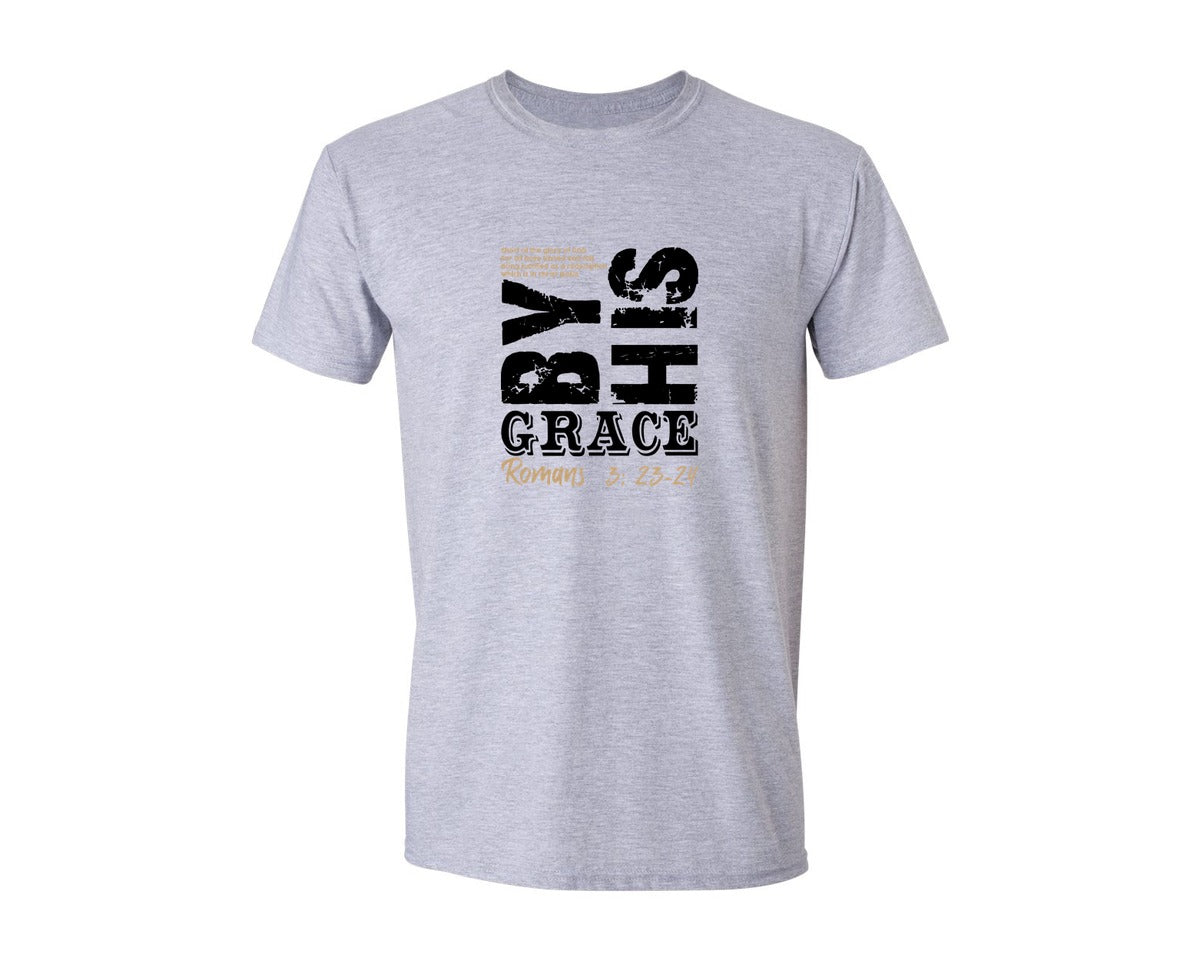 brand:Generic|color:Sports Grey / Athletic Heather|Saved By His Amazing Grace Svgchristian 5 Graphic T-Shirt
