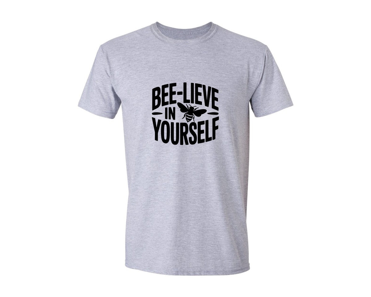 brand:Generic|color:Sports Grey / Athletic Heather|Bee Lieve In Yourself Ai Graphic T-Shirt