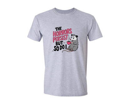 brand:Generic|color:Sports Grey / Athletic Heather|Coffee Possum Dark Humor Quote Graphic T-Shirt