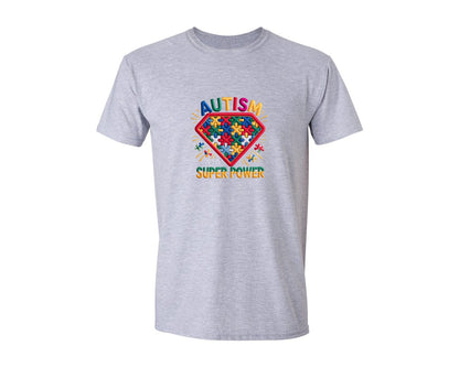 brand:Generic|color:Sports Grey / Athletic Heather|Autism Superpower Puzzle Yarn Shirt Graphic T-Shirt