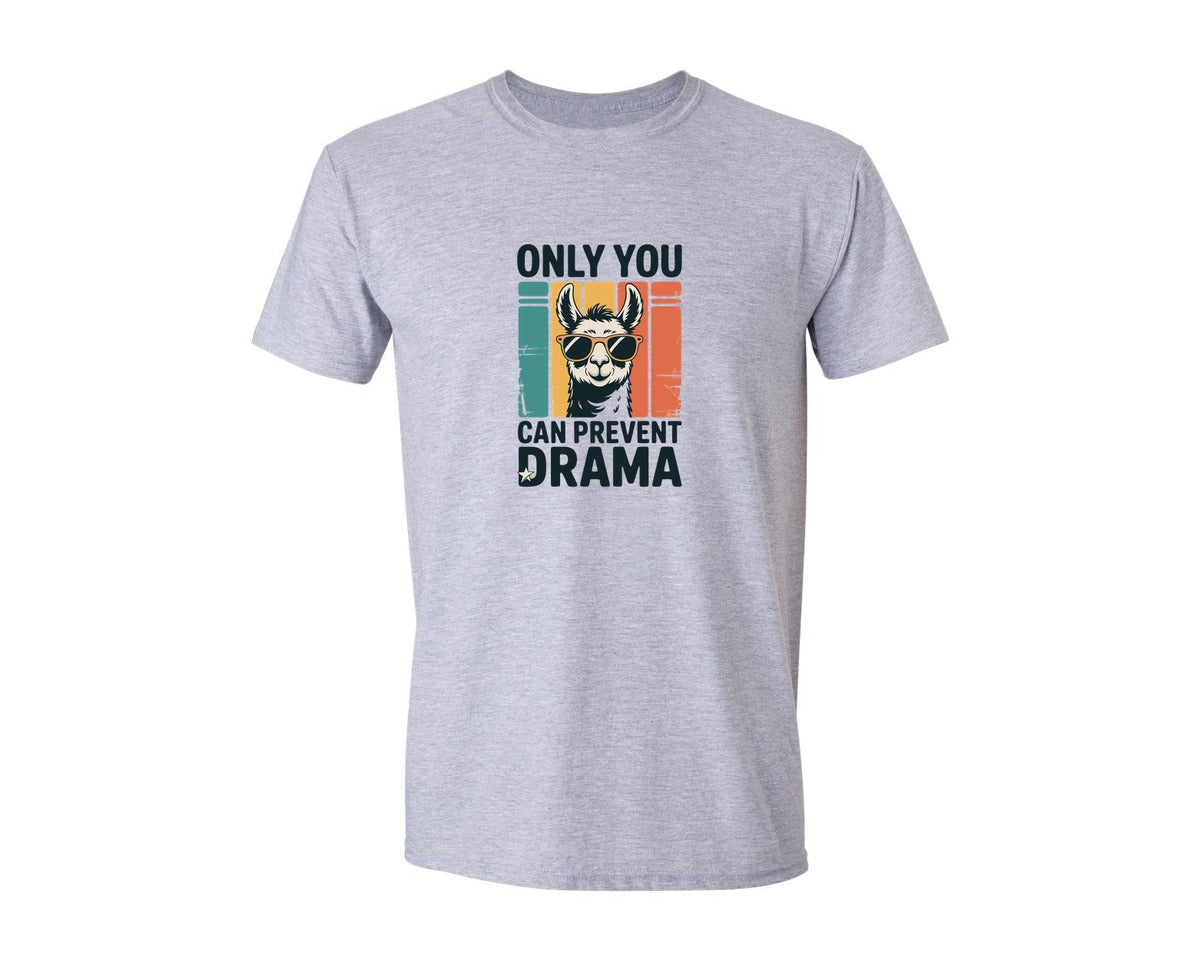 brand:Generic|color:Sports Grey / Athletic Heather|Funny Llama Sunglasses Drama Prevention Graphic T-Shirt