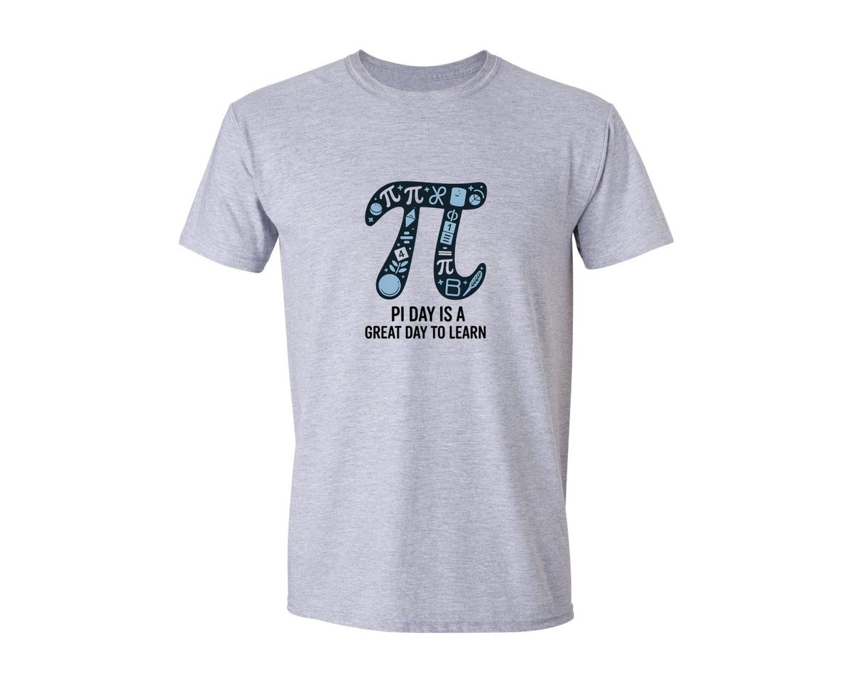 brand:Generic|color:Sports Grey / Athletic Heather|Pi Day Is A Great Day Cute Pi Math Graphic T-Shirt