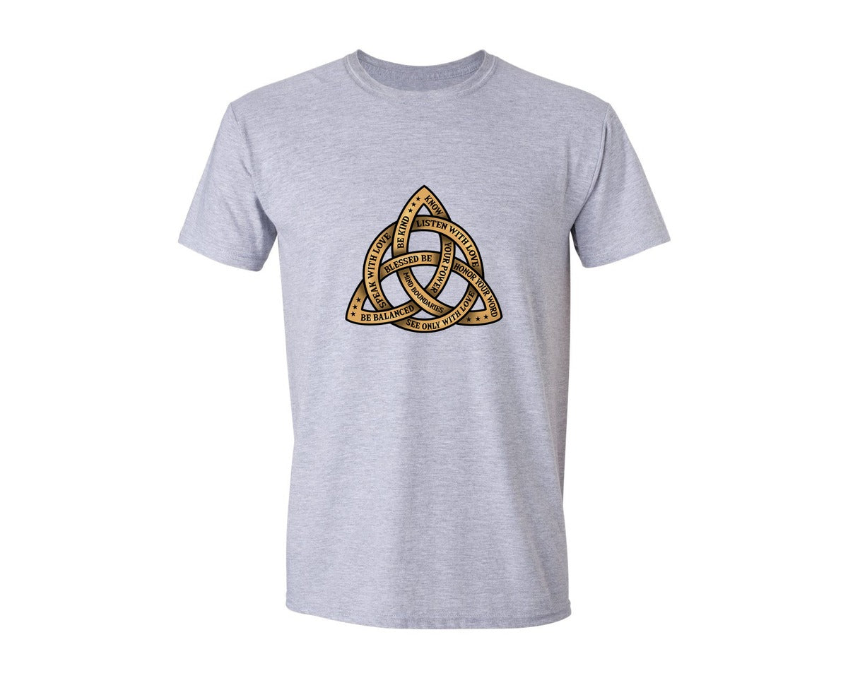 brand:Generic|color:Sports Grey / Athletic Heather|Wiccan Triquetra Wiccan Affirmations Graphic T-Shirt
