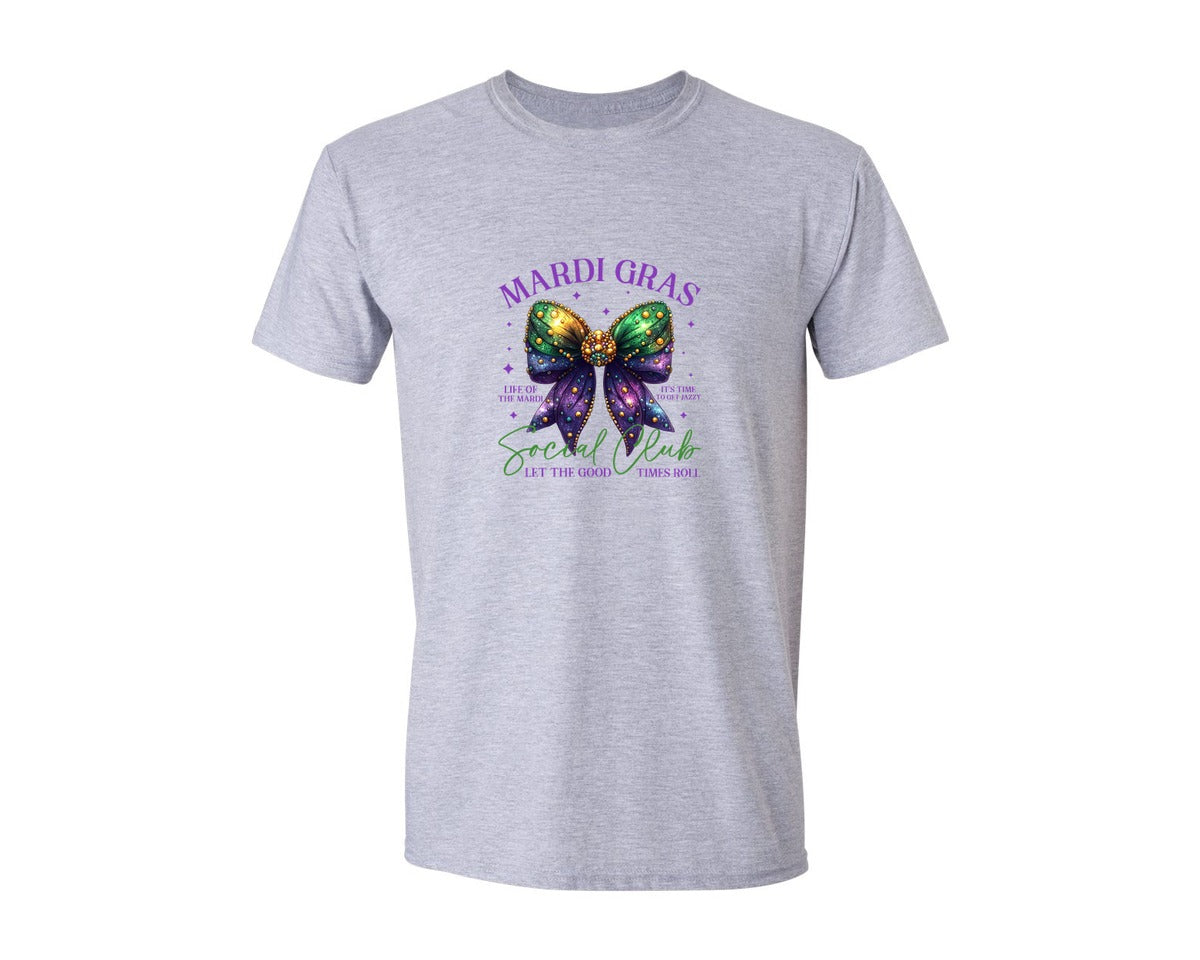 brand:Generic|color:Sports Grey / Athletic Heather|Coquette Mardi Gras Bow Pngcrawfish Graphic T-Shirt