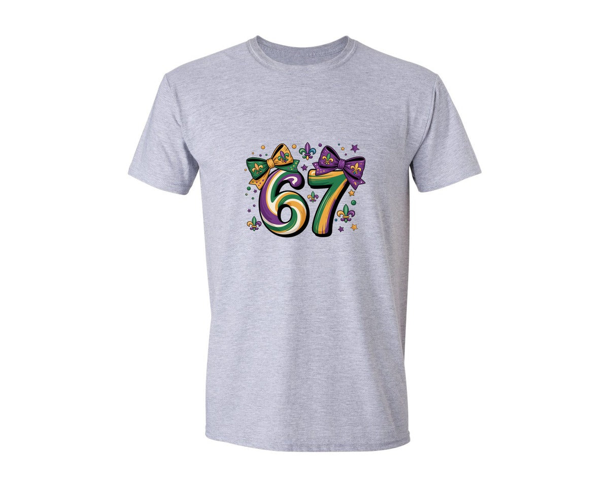 brand:Generic|color:Sports Grey / Athletic Heather|Mardi Gras 67 Six Seven Mardi Graphic T-Shirt
