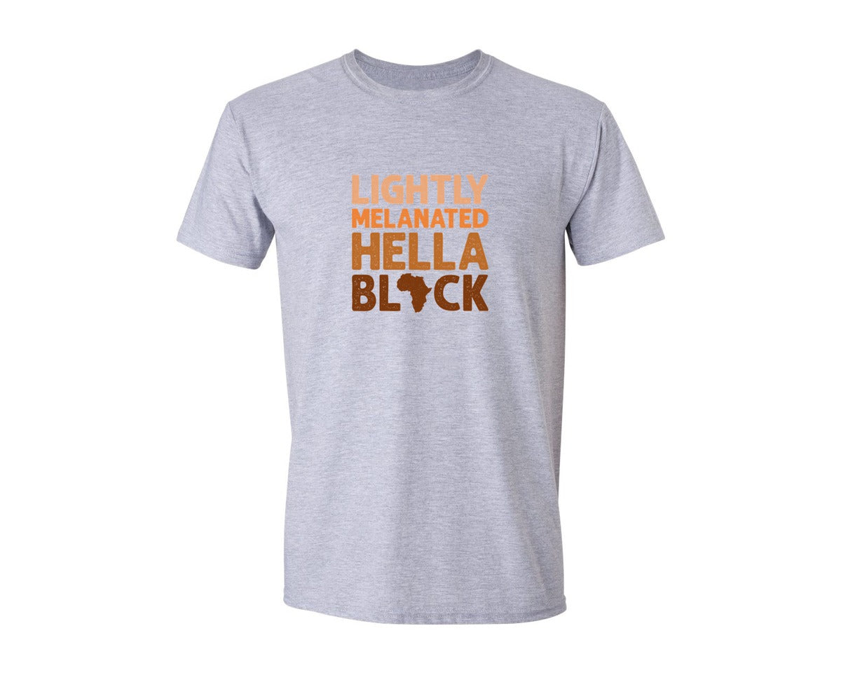 brand:Generic|color:Sports Grey / Athletic Heather|Lightly Melanated Hella Black History Graphic T-Shirt