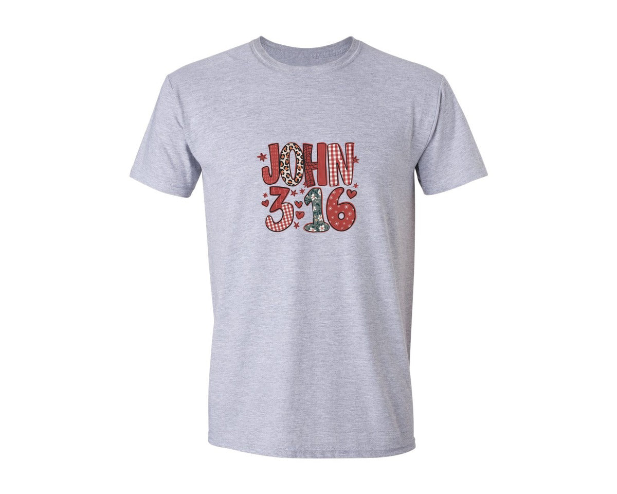 brand:Generic|color:Sports Grey / Athletic Heather|John 316 Preppy Valentine 3 Graphic T-Shirt