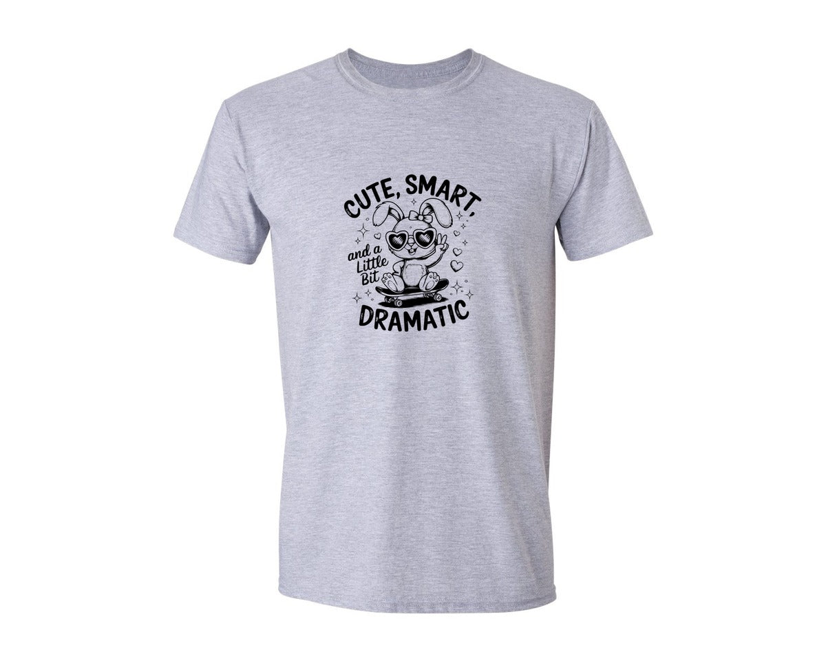 brand:Generic|color:Sports Grey / Athletic Heather|Cute Smart And A Little Bit Dramatic T Graphic T-Shirt