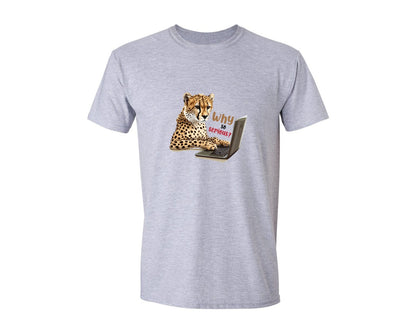 brand:Generic|color:Sports Grey / Athletic Heather|Tiger Typing On A Laptop T Shirt Print Graphic T-Shirt