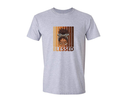 brand:Generic|color:Sports Grey / Athletic Heather|Afro Black Woman Leopard Bandana Graphic T-Shirt