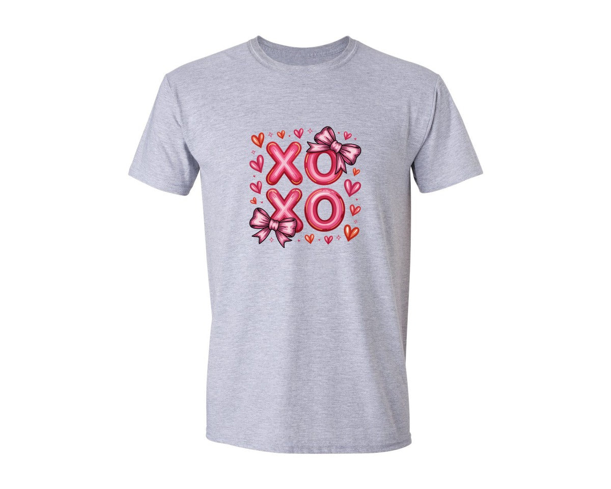 brand:Generic|color:Sports Grey / Athletic Heather|Coquette Valentines Xoxo Xoxo Bow Graphic T-Shirt