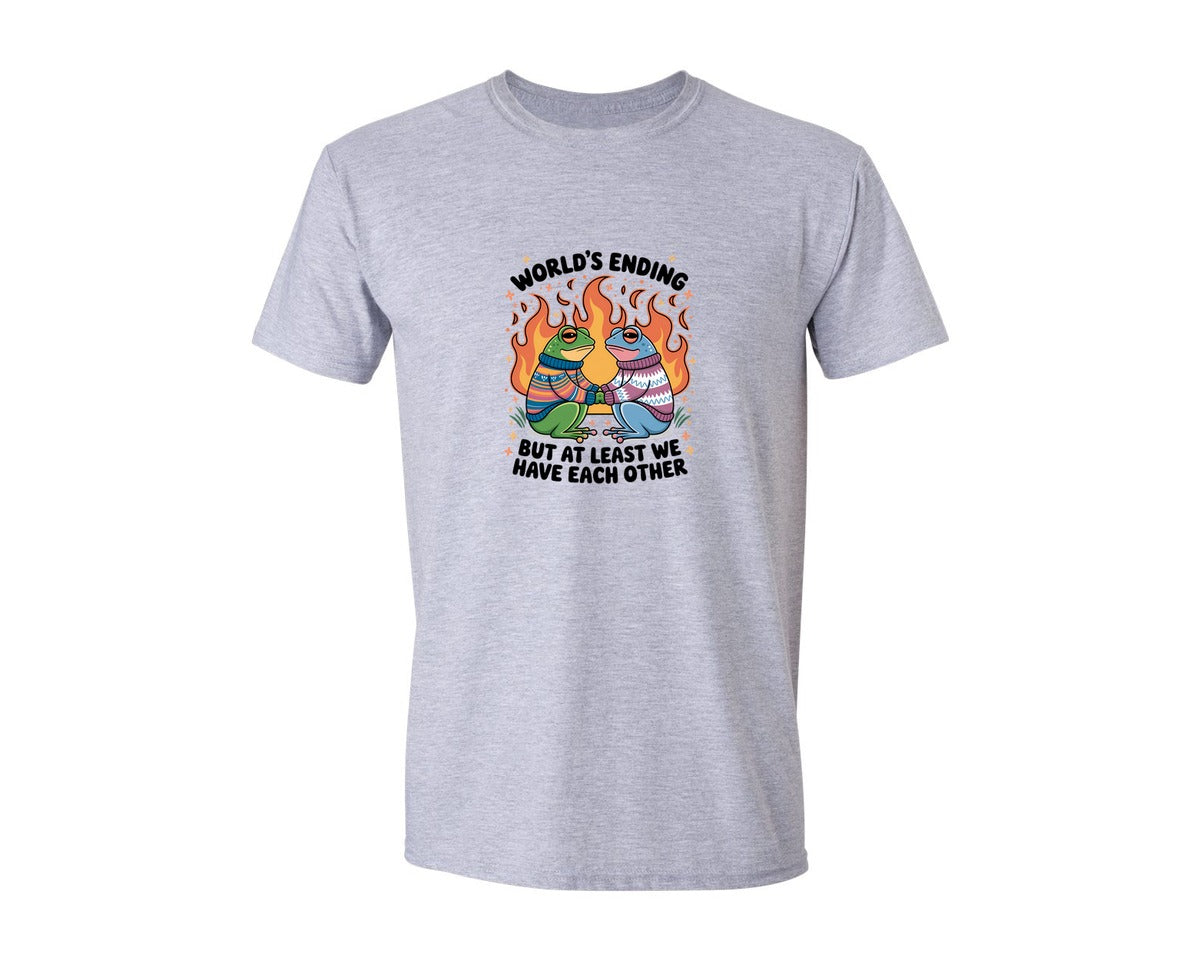 brand:Generic|color:Sports Grey / Athletic Heather|Worlds Ending Frog Couple 5 Graphic T-Shirt