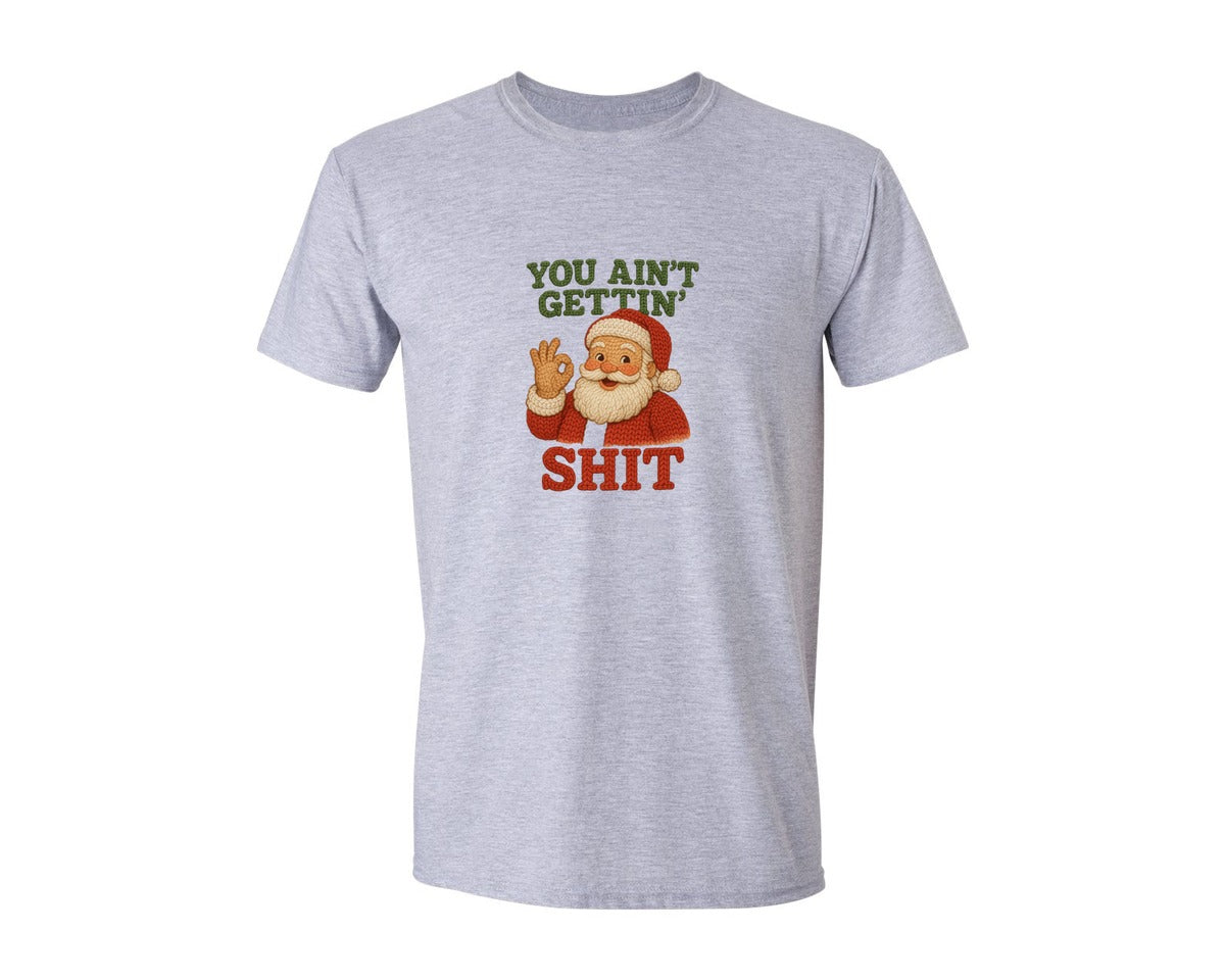 brand:Generic|color:Sports Grey / Athletic Heather|Funny Santa Crochet Latch Hook Yarn Graphic T-Shirt