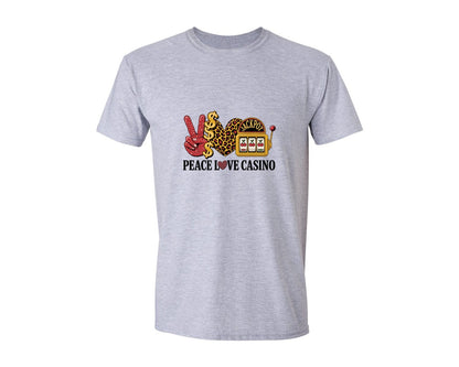 brand:Generic|color:Sports Grey / Athletic Heather|Peace Love Casino Leopard Print Slot Graphic T-Shirt