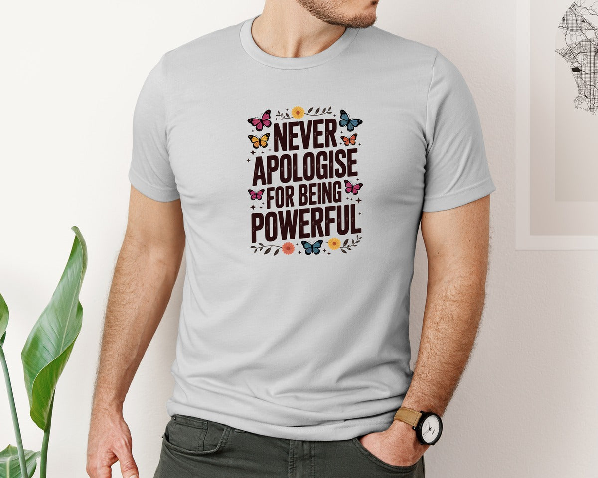 brand:Bella Canvas|color:Sports Grey / Athletic Heather|Boho Never Apologise For Being Powerful Graphic T-Shirt