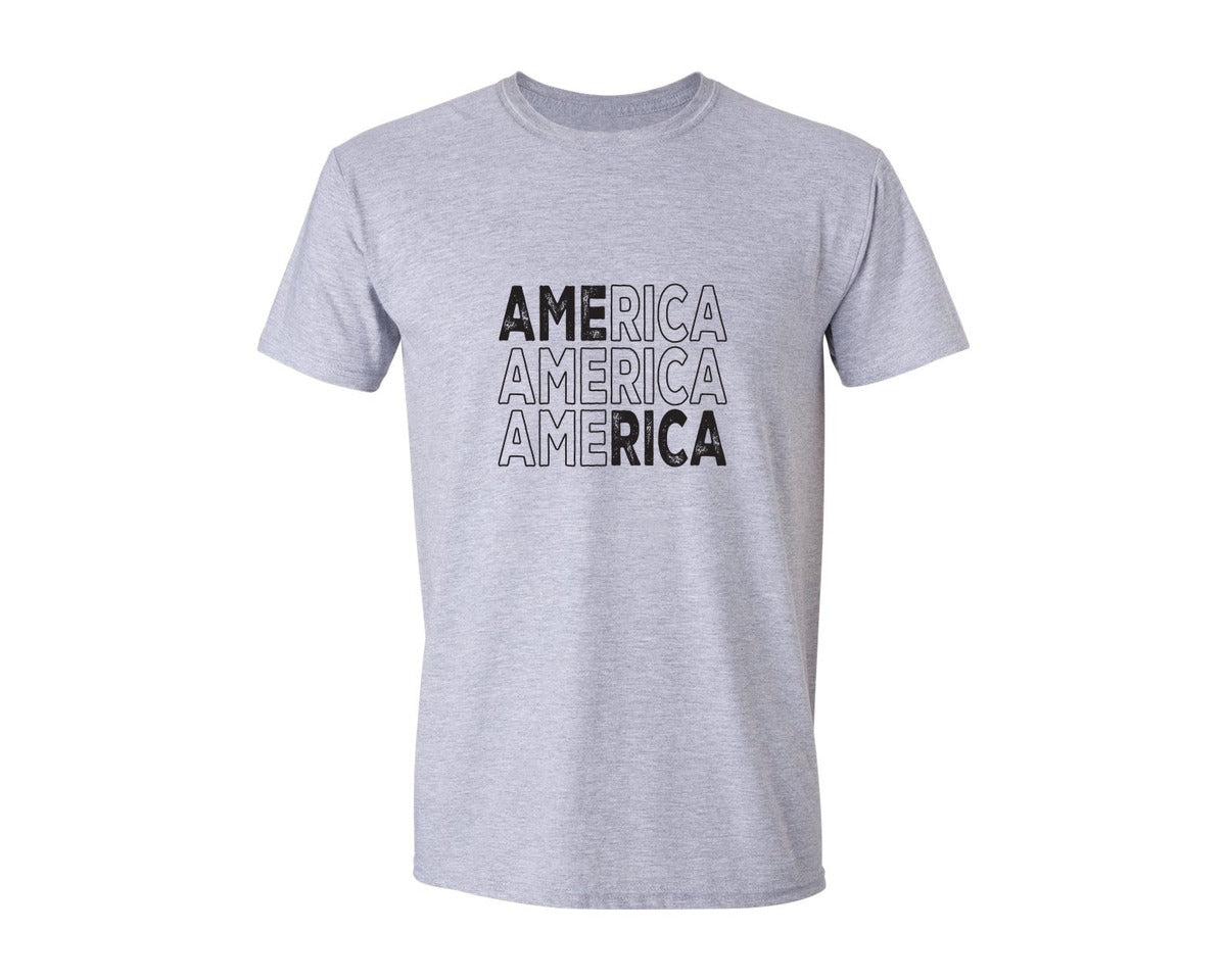 brand:Generic|color:Sports Grey / Athletic Heather|America Patriotic 2 Graphic T-Shirt