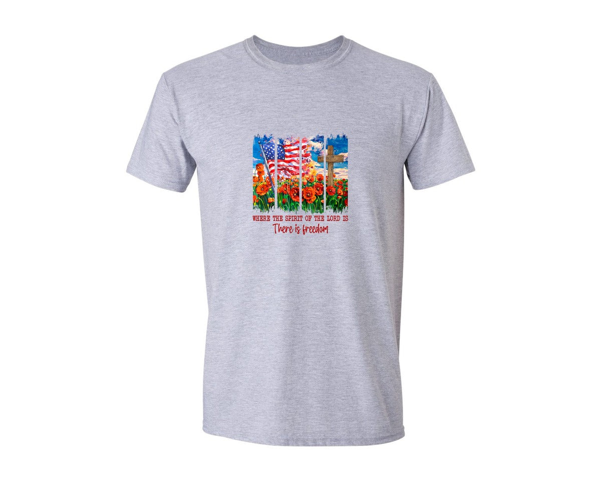 brand:Generic|color:Sports Grey / Athletic Heather|4Th Of July Christian Spirit Lord Graphic T-Shirt