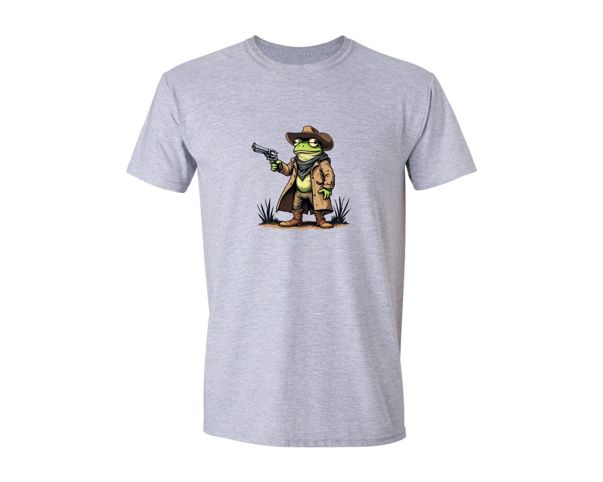 brand:Generic|color:Sports Grey / Athletic Heather|Wild West Frog In Cowboy Outfit Graphic T-Shirt