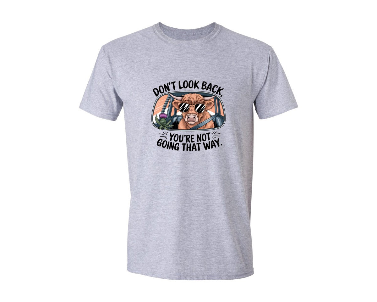 brand:Generic|color:Sports Grey / Athletic Heather|Dont Look Back Highland Cow Graphic T-Shirt