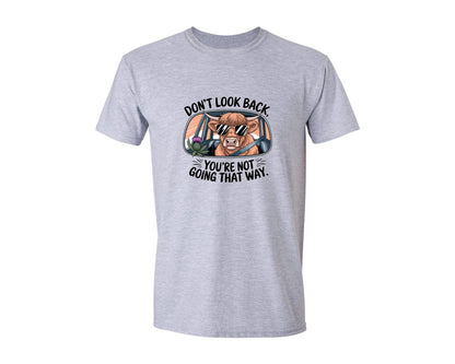 brand:Generic|color:Sports Grey / Athletic Heather|Dont Look Back Highland Cow Graphic T-Shirt