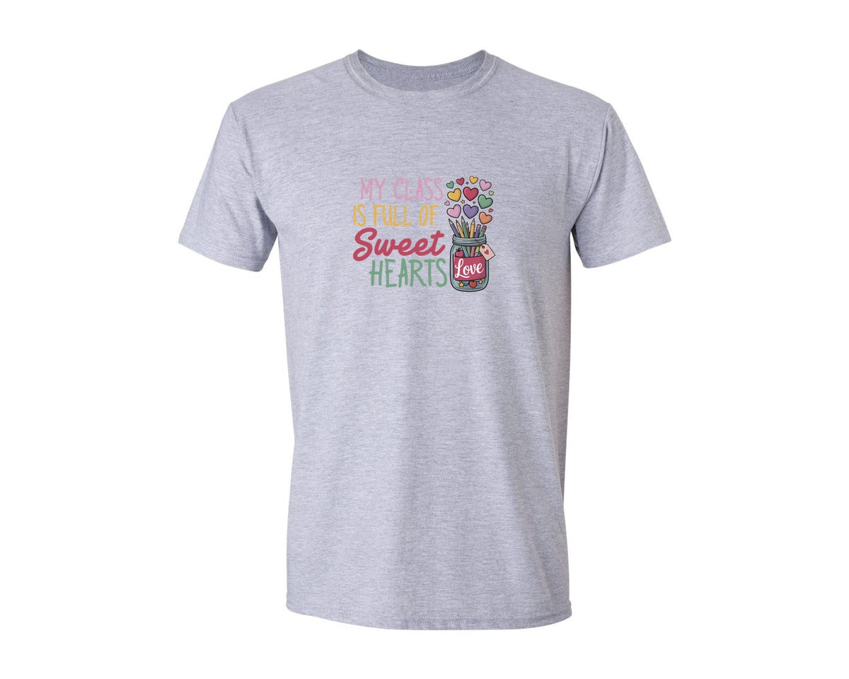 brand:Generic|color:Sports Grey / Athletic Heather|Valentine Day Teacher Graphic T-Shirt