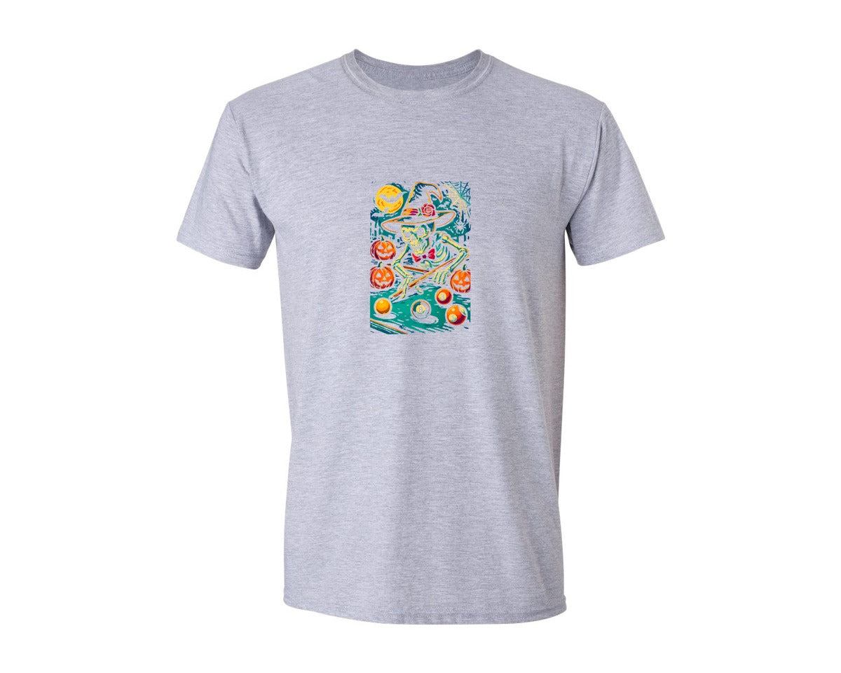 brand:Generic|color:Sports Grey / Athletic Heather|Halloween Billiards Night Tshirt Graphic T-Shirt