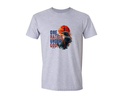 brand:Generic|color:Sports Grey / Athletic Heather|One Nation Under God 4Th Of July 2 Graphic T-Shirt