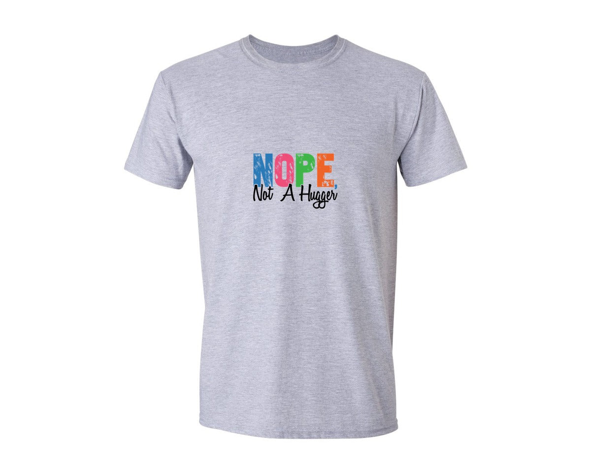 brand:Generic|color:Sports Grey / Athletic Heather|Nope Not A Hugger Funny Sarcastic 2 Graphic T-Shirt