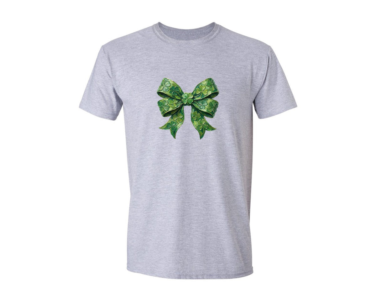 brand:Generic|color:Sports Grey / Athletic Heather|St Patricks Day Shamrock Bow 5 Graphic T-Shirt