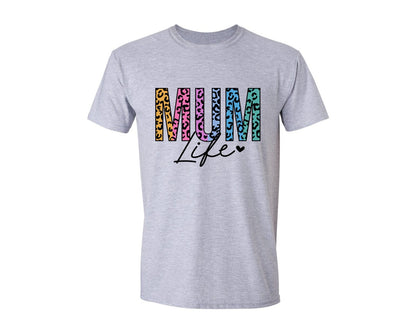 brand:Generic|color:Sports Grey / Athletic Heather|Mum Life Mom Mama Leopard Graphic T-Shirt