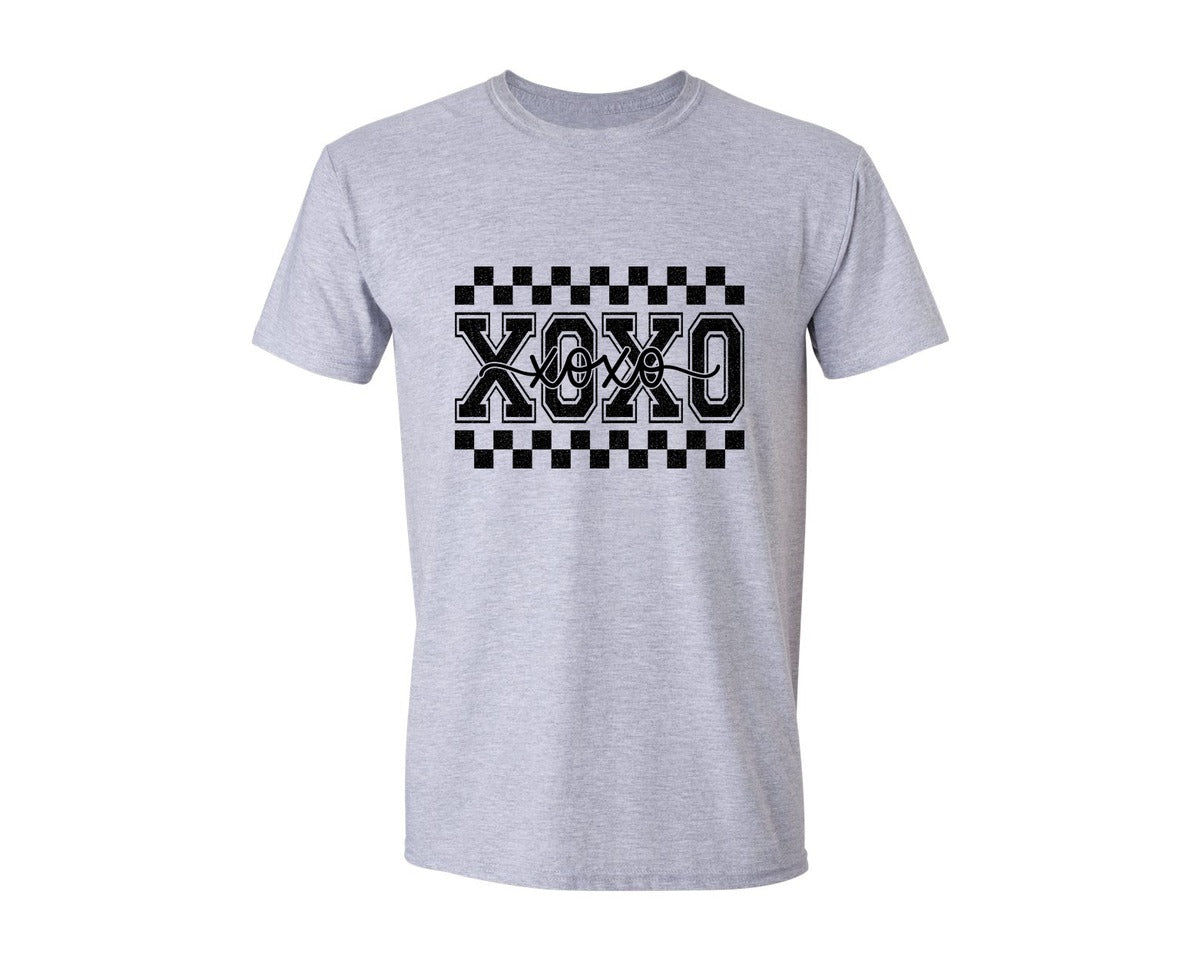 brand:Generic|color:Sports Grey / Athletic Heather|Valentine Leopard Checkered Xoxo 2 Graphic T-Shirt