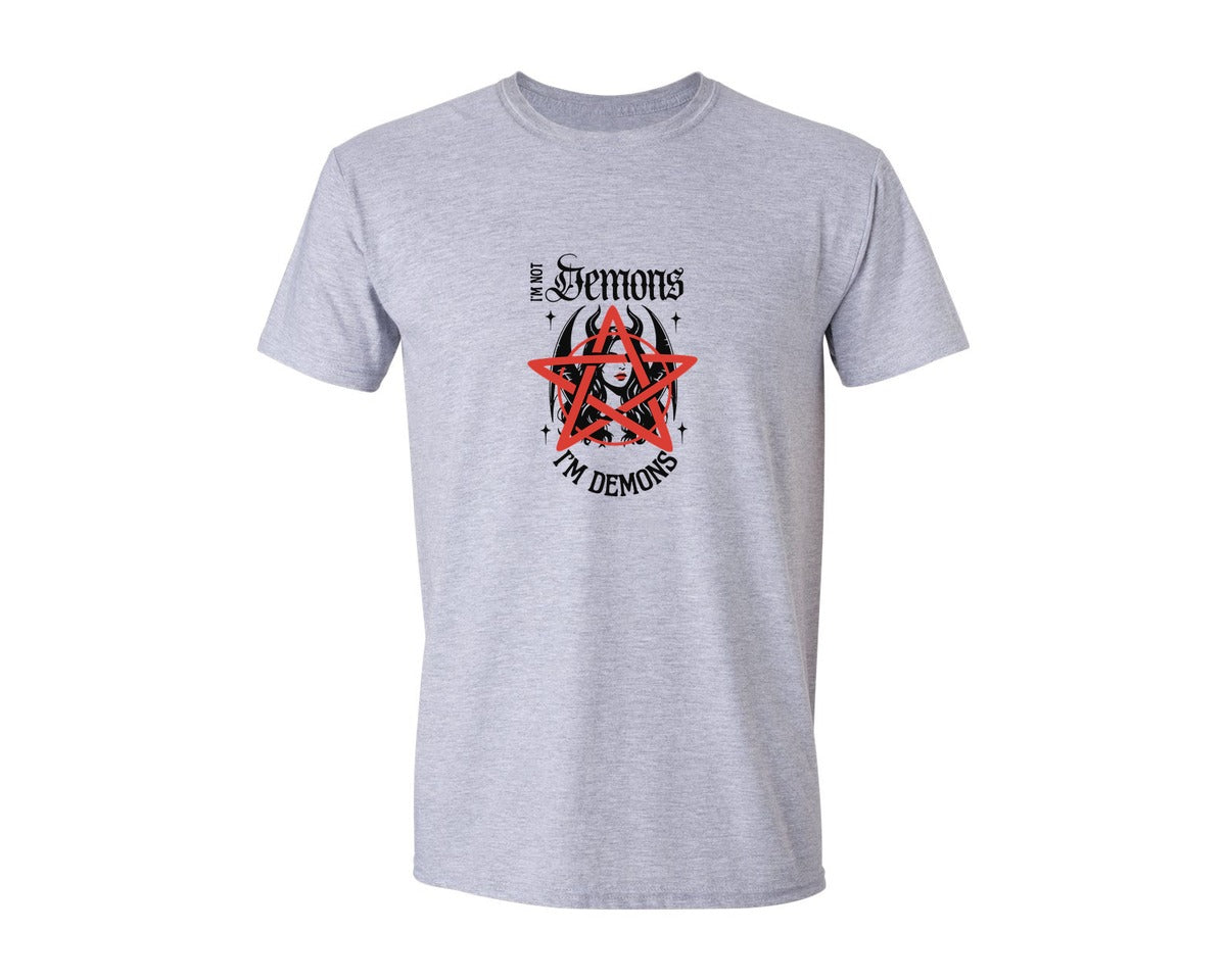 brand:Generic|color:Sports Grey / Athletic Heather|Im Not Demons Im Demons Graphic T-Shirt