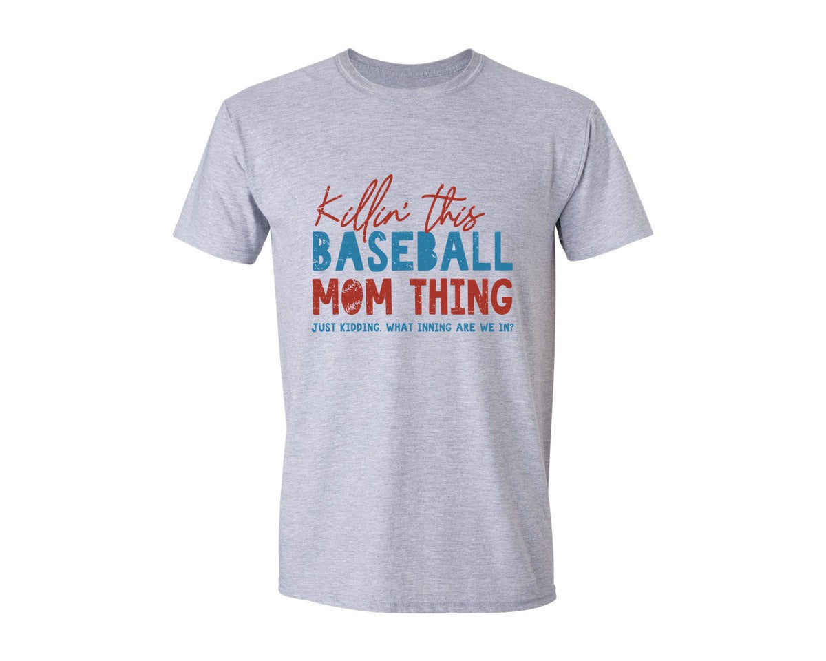 brand:Generic|color:Sports Grey / Athletic Heather|Funny Baseball Mom Thing Graphic T-Shirt