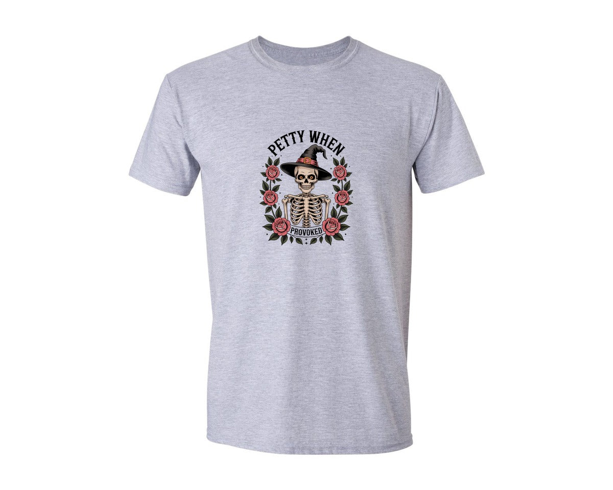 brand:Generic|color:Sports Grey / Athletic Heather|Petty When Provoked Sarcastic Graphic T-Shirt