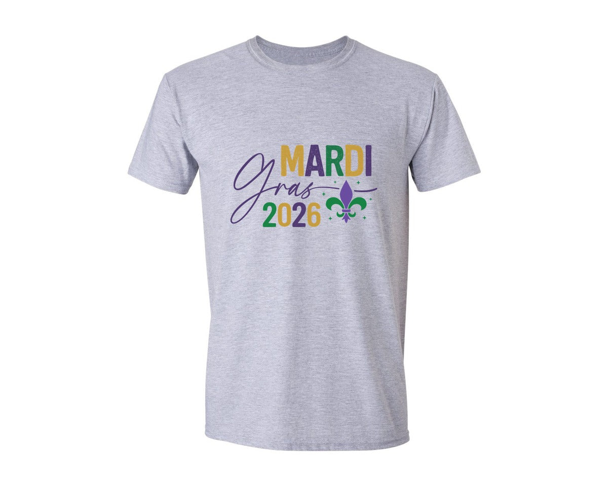 brand:Generic|color:Sports Grey / Athletic Heather|Mardi Gras 2026 Funny Mardi Gras 2 Graphic T-Shirt