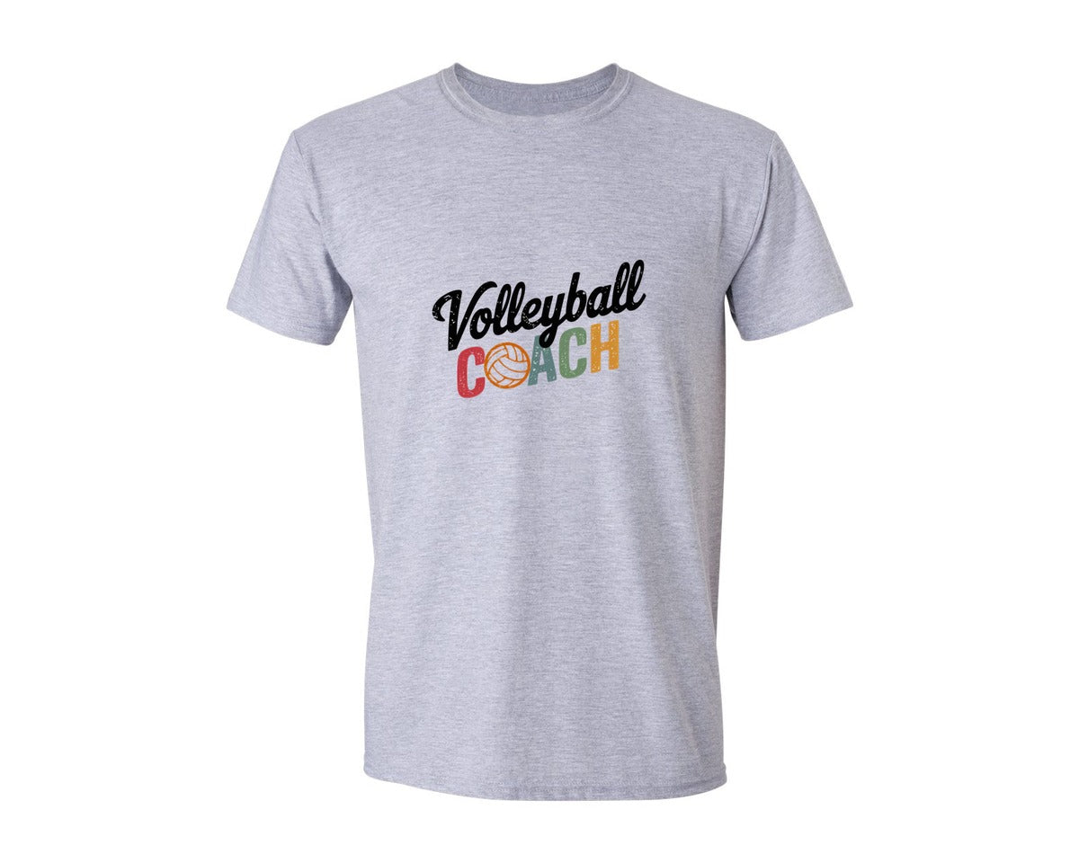 brand:Generic|color:Sports Grey / Athletic Heather|Retro Volleyball Coach Mascot Graphic T-Shirt