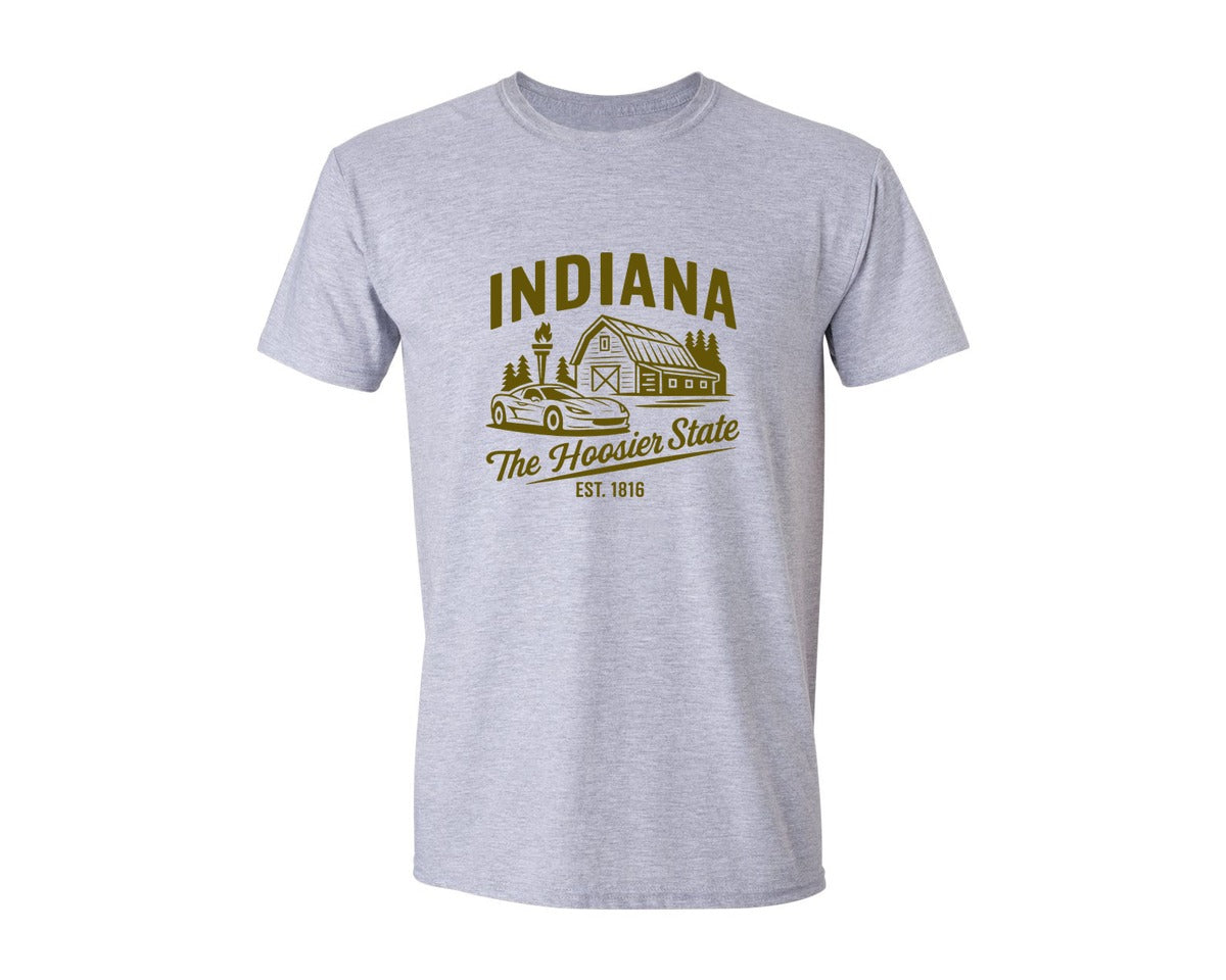 brand:Generic|color:Sports Grey / Athletic Heather|Indiana The Hoosier State 2 Graphic T-Shirt