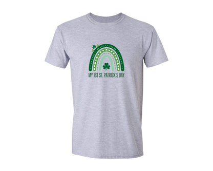 brand:Generic|color:Sports Grey / Athletic Heather|My 1St St Patricks Day Rainbow Graphic T-Shirt