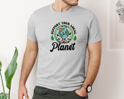 brand:Bella Canvas|color:Sports Grey / Athletic Heather|Earth Day Support Your Local Planet 2 Graphic T-Shirt