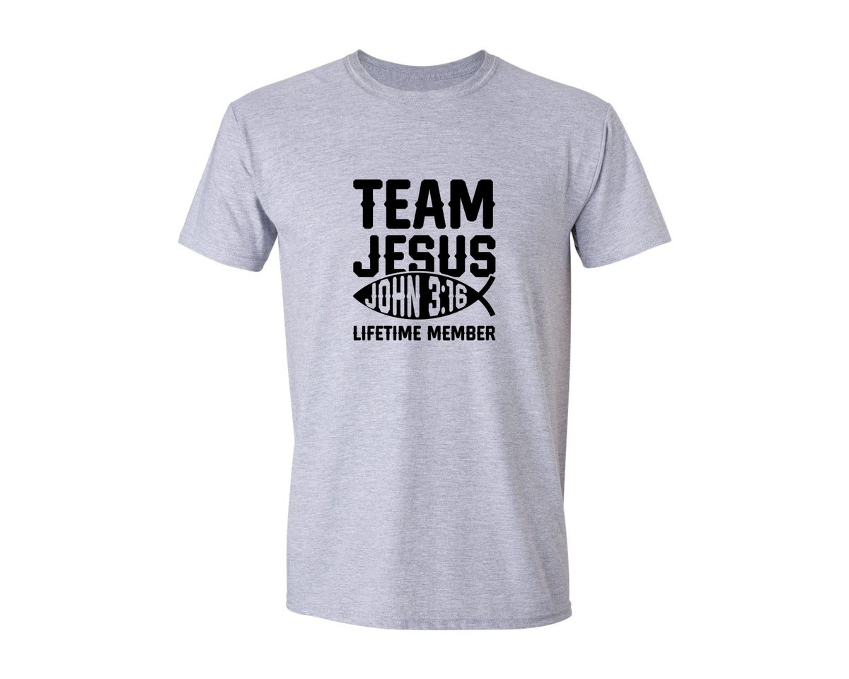 brand:Generic|color:Sports Grey / Athletic Heather|Team Jesus Lifetime Member Shirt Graphic T-Shirt