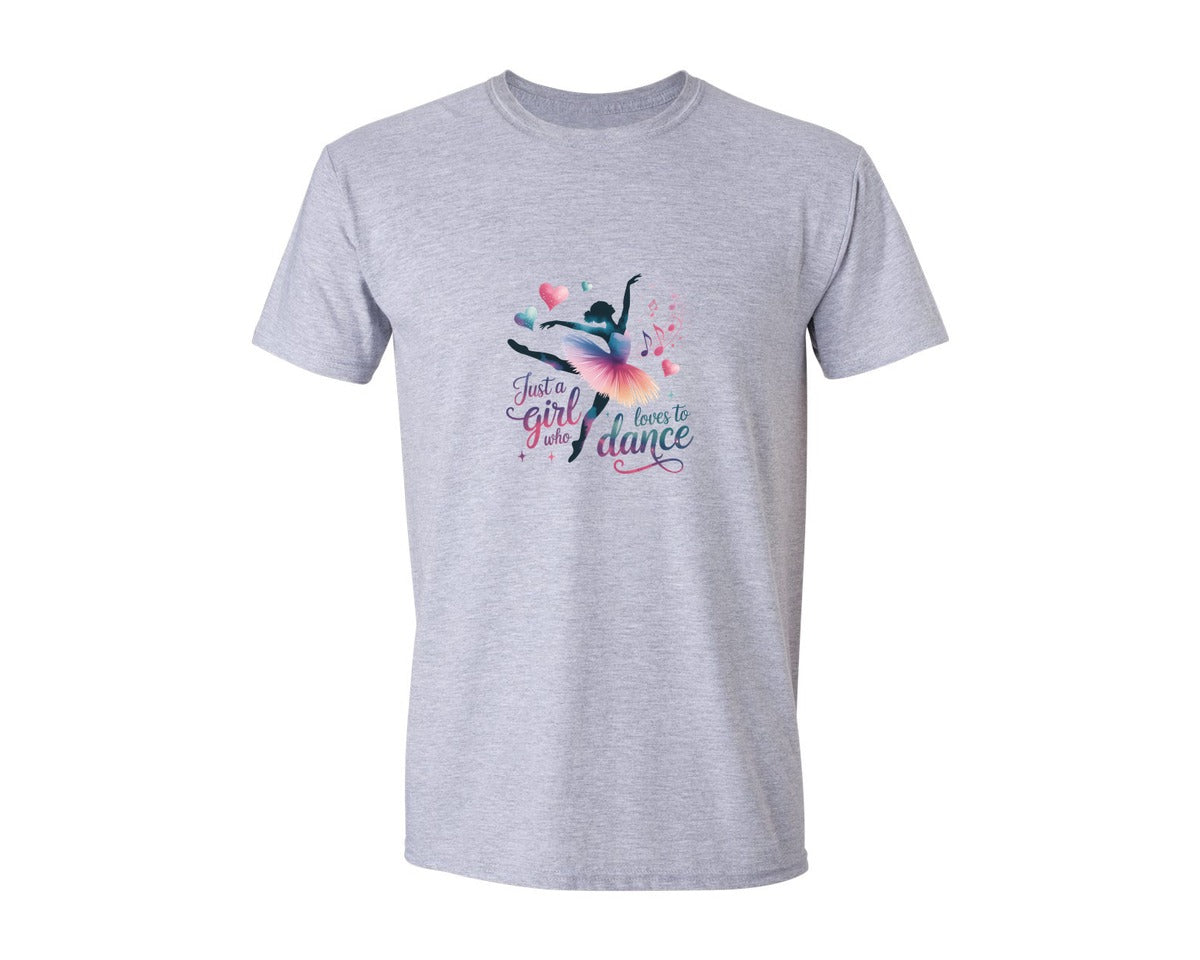 brand:Generic|color:Sports Grey / Athletic Heather|Just A Girl Who Loves To Dance 2 Graphic T-Shirt