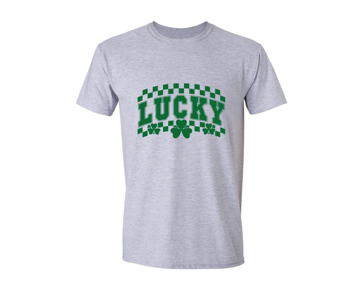 brand:Generic|color:Sports Grey / Athletic Heather|Lucky Varsity St Patricks Day 5 Graphic T-Shirt